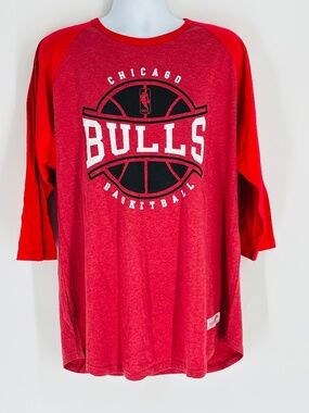 Mitchell & Ness Mens Chicago Bulls Raglan 3/4 Sleeve Shirt NBA Size: 2XL